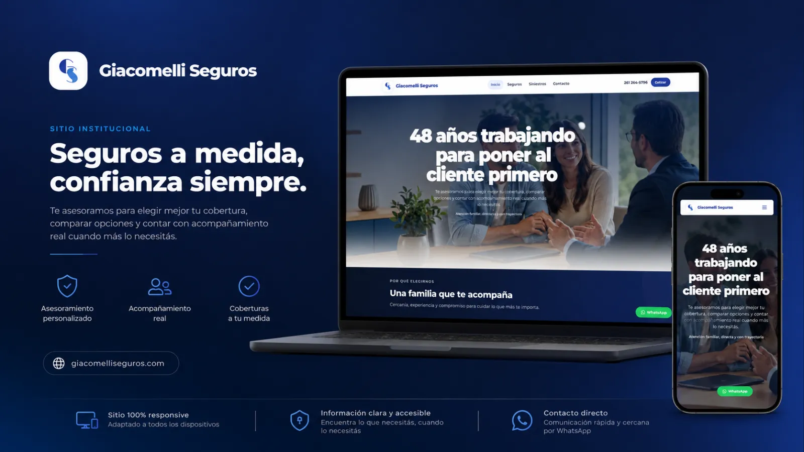 Captura del sitio web de Giacomelli Seguros